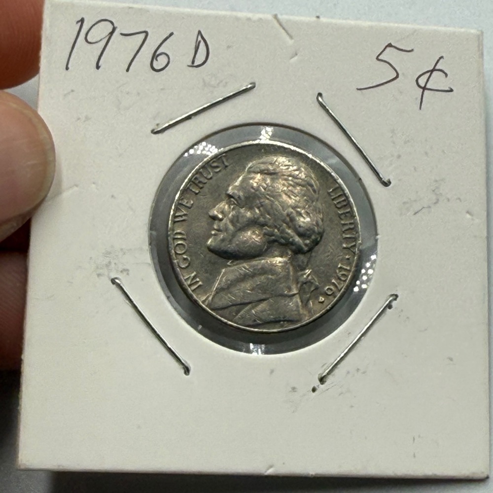 1976 D Jefferson Nickel 5 Cent US Coin Denver Mint Vintage Currency
